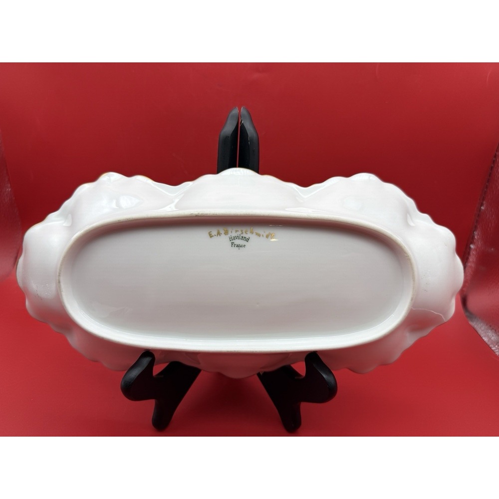 Antique Haviland Limoges Ranson Gold & White Celery Dishes Scalloped Edge - Picture 4 of 8